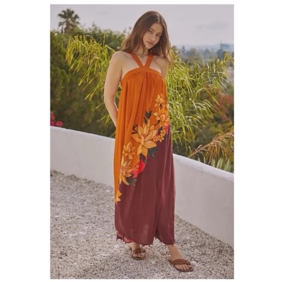 Farm Rio x Anthropologie Halter Maxi Coverup Dress Size Small